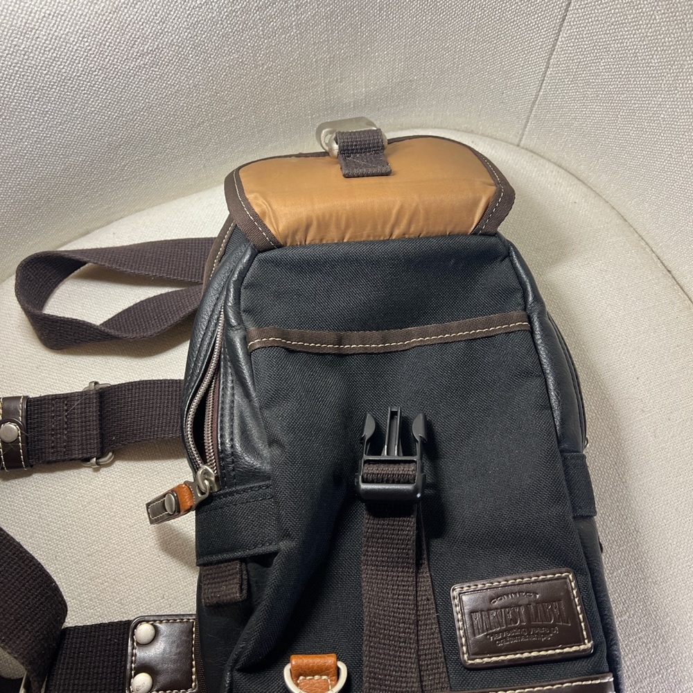 Harvest Label Black & Brown Men's Sling Belt Bag with Leather Trim - Picture 8 of 8